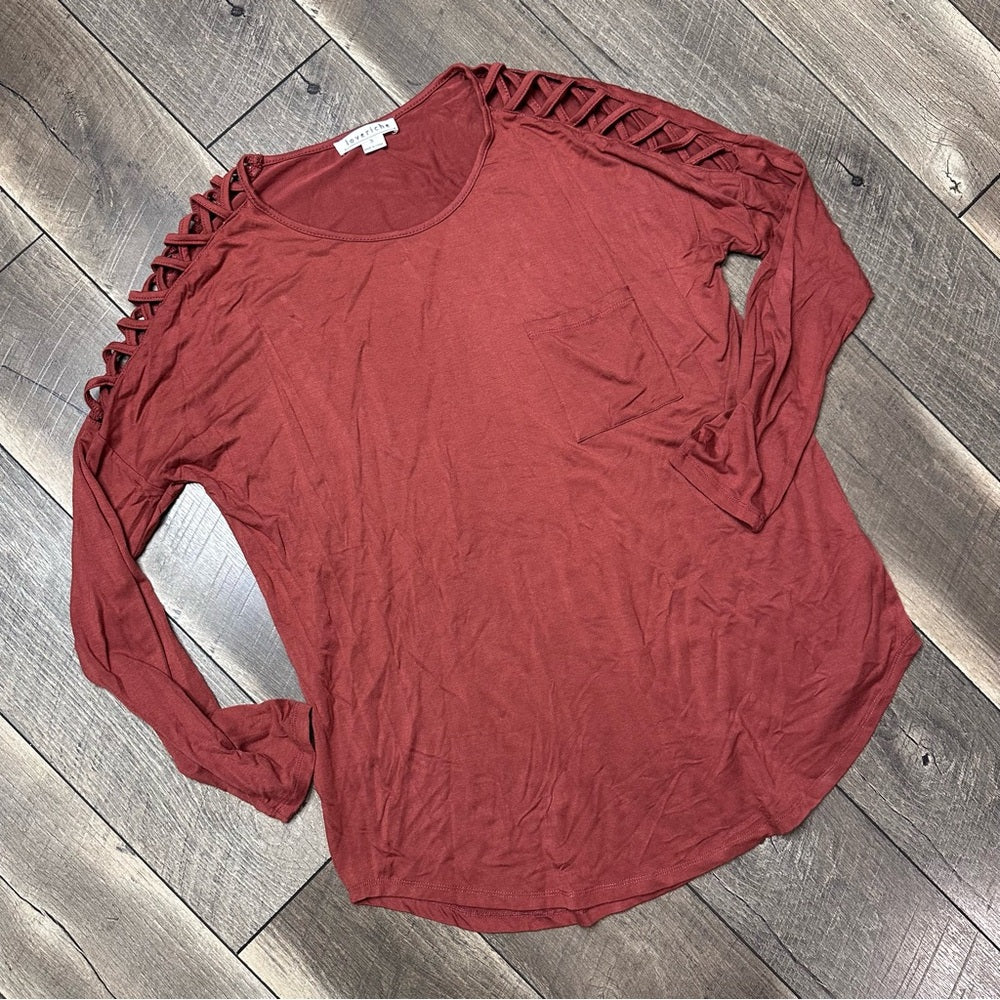 Loveriche Long Sleeve Ladder Shoulder Detail Top