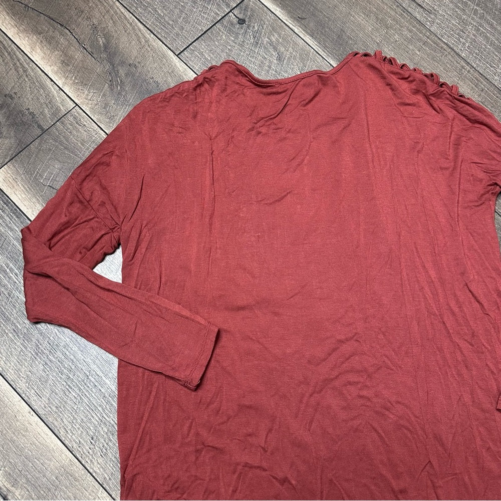 Loveriche Long Sleeve Ladder Shoulder Detail Top