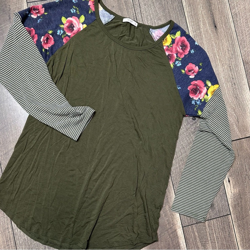 Lelis Long Sleeve Multi Pattern Top