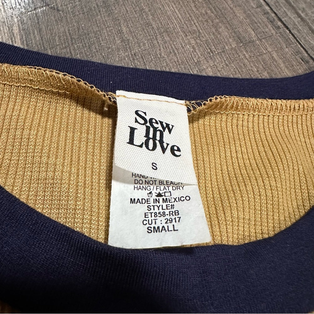 Sew in Love Navy/Mustard Long Sleeve Top (new without tags)