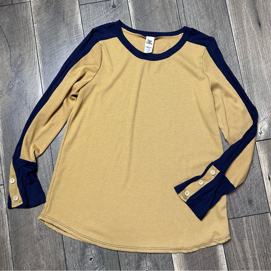 Sew in Love Navy/Mustard Long Sleeve Top (new without tags)