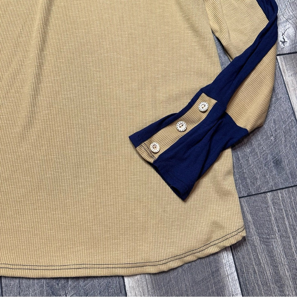 Sew in Love Navy/Mustard Long Sleeve Top (new without tags)