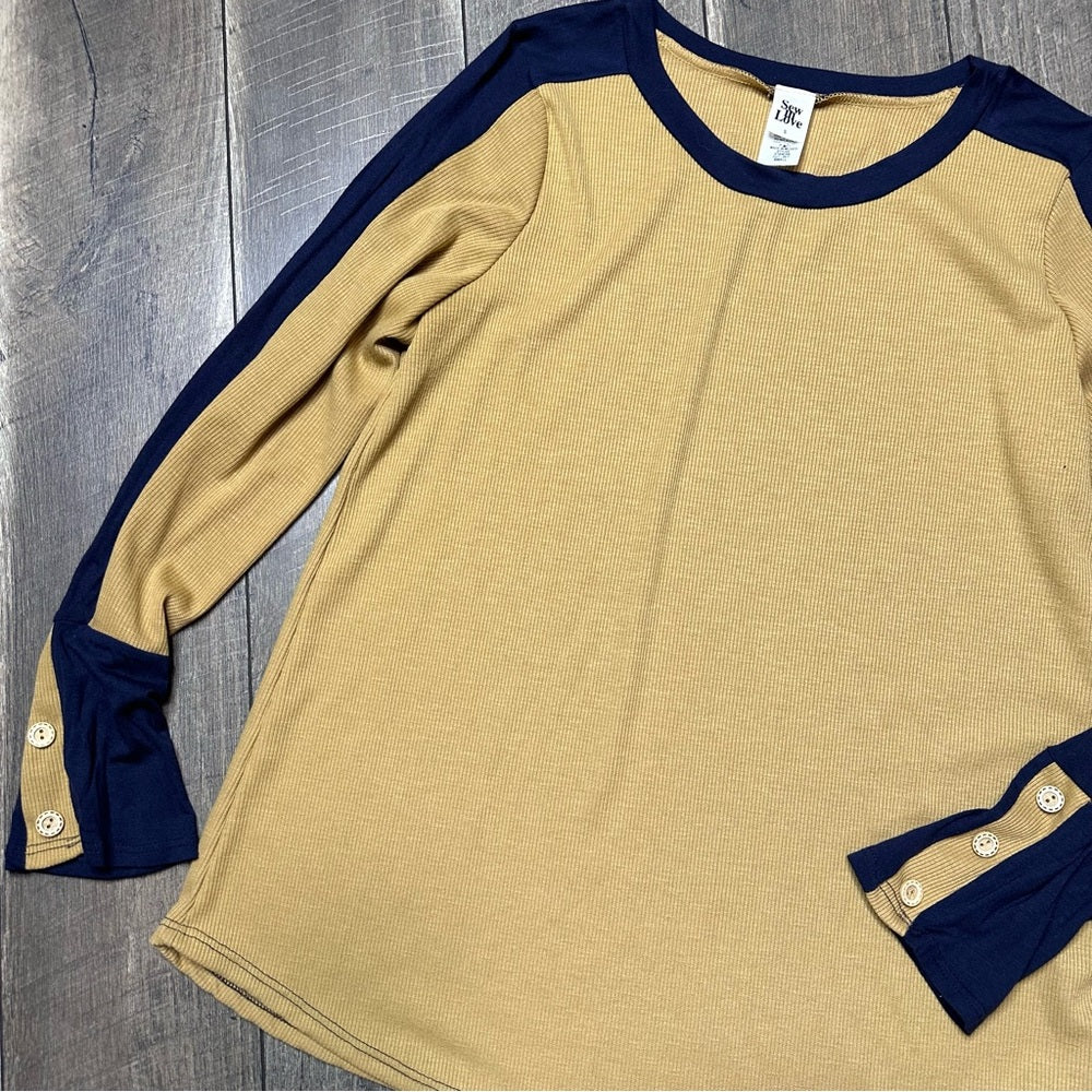 Sew in Love Navy/Mustard Long Sleeve Top (new without tags)