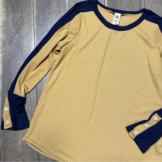 Sew in Love Navy/Mustard Long Sleeve Top (new without tags)