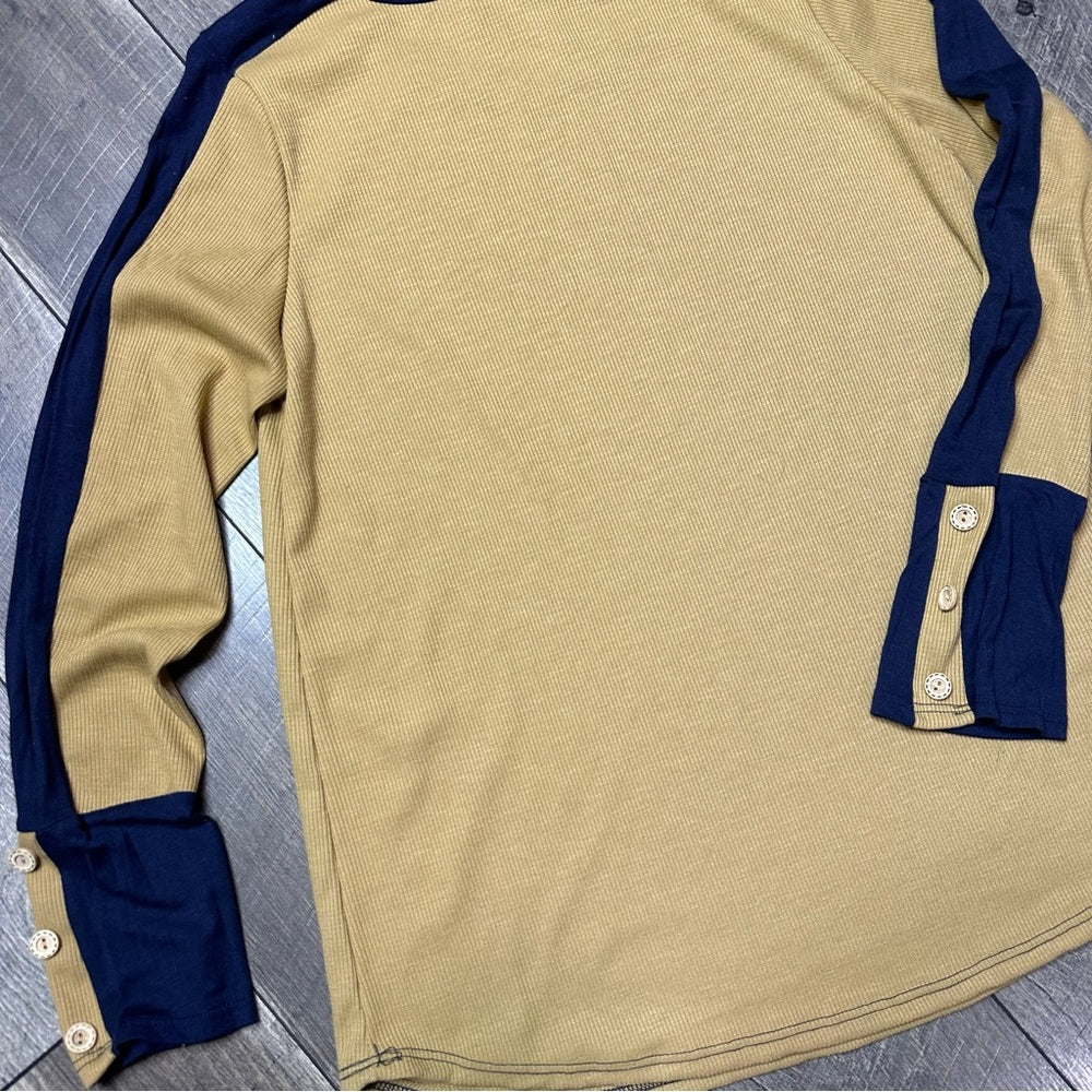 Sew in Love Navy/Mustard Long Sleeve Top (new without tags)