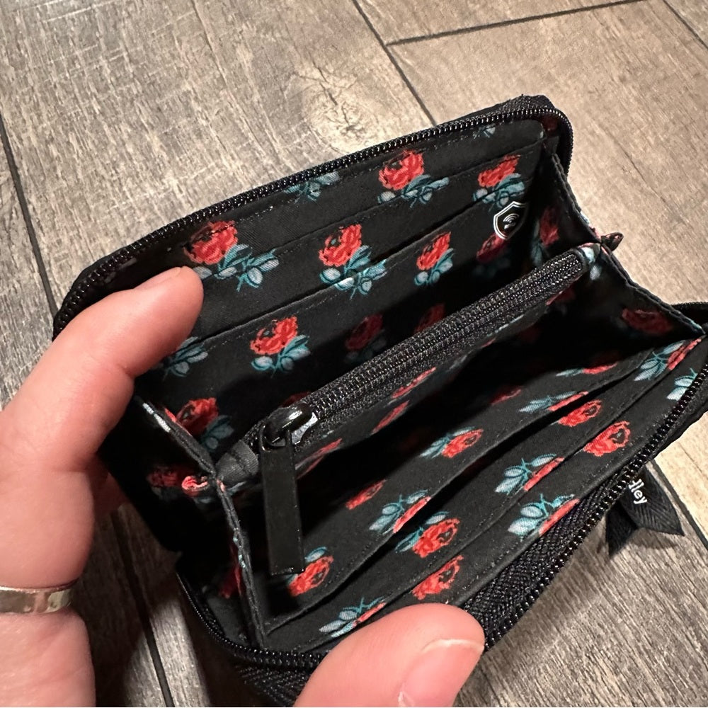 Vera Bradley Black Quilted Card Wallet