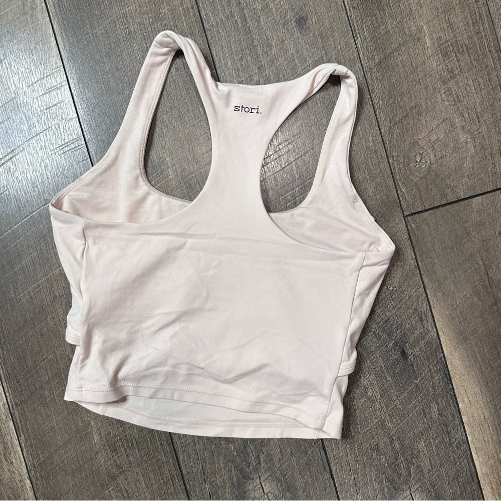 Stori Baby Pink Open Front Buttery Soft Longline Tank Top