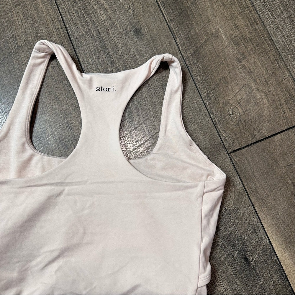 Stori Baby Pink Open Front Buttery Soft Longline Tank Top