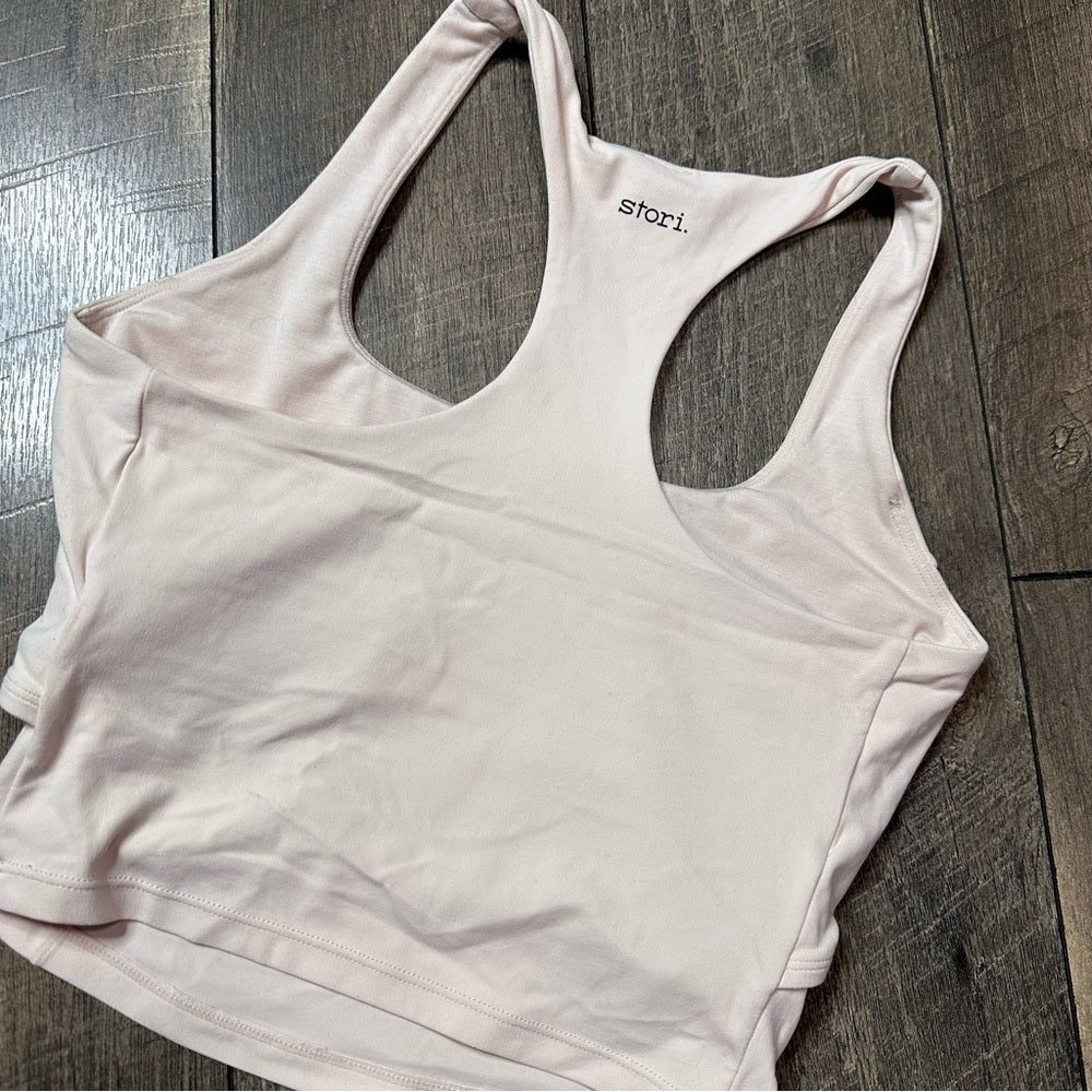 Stori Baby Pink Open Front Buttery Soft Longline Tank Top