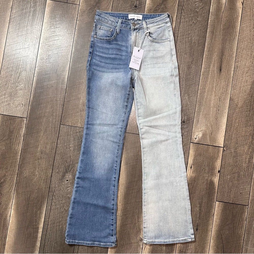 Risen Hi Rise Combo Washed Straight Leg Jeans