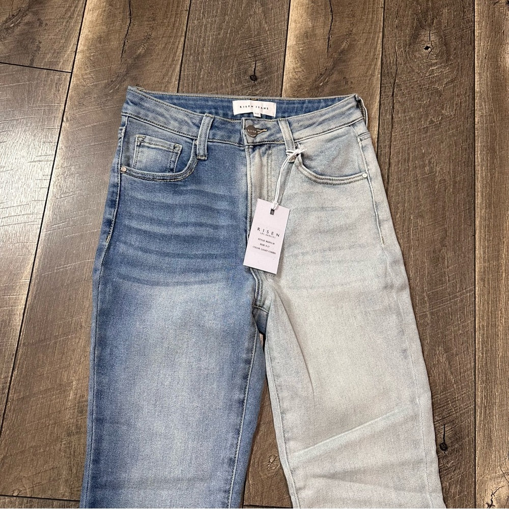 Risen Hi Rise Combo Washed Straight Leg Jeans