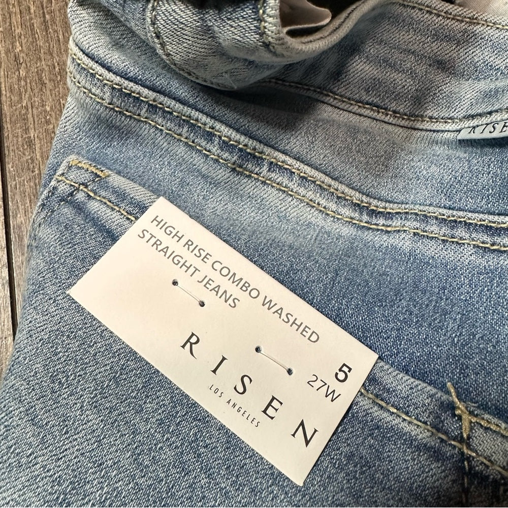 Risen Hi Rise Combo Washed Straight Leg Jeans