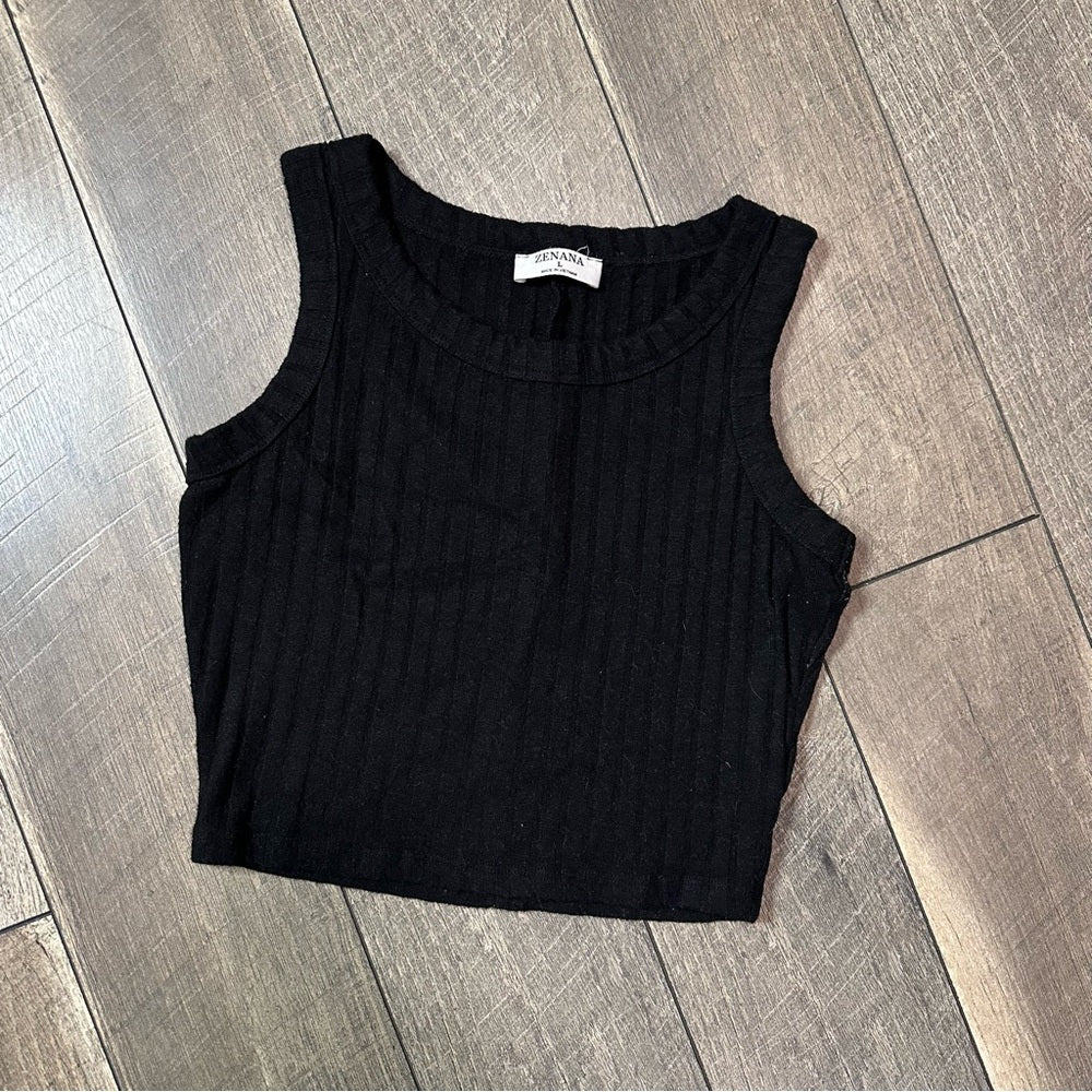 Zenana Black Crop Soft & Stretchy Tank Top