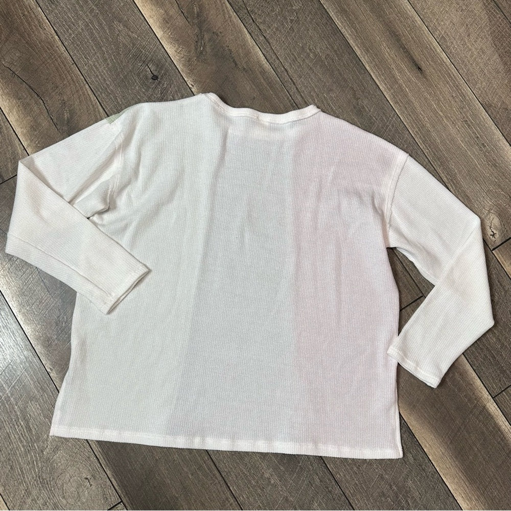 Like Love Waffleknit Color Block Long Sleeve