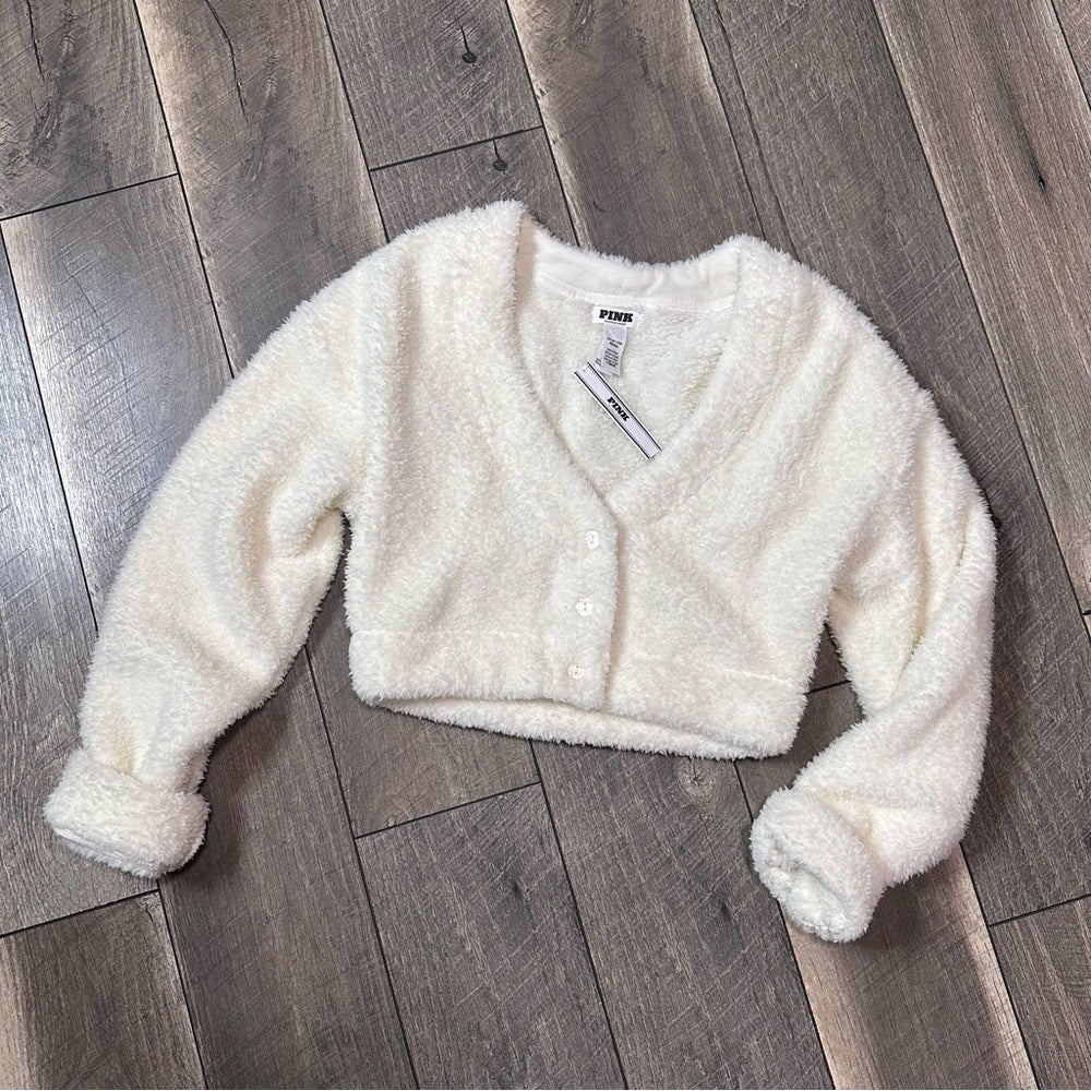 PINK Victoria’s Secret Fuzzy Stretchy Crop Sweater