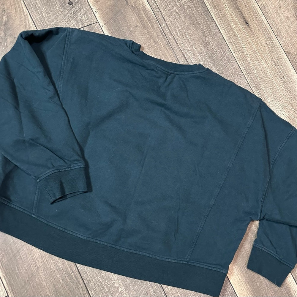 Flx Teal Crop Pullover Sweatshirt