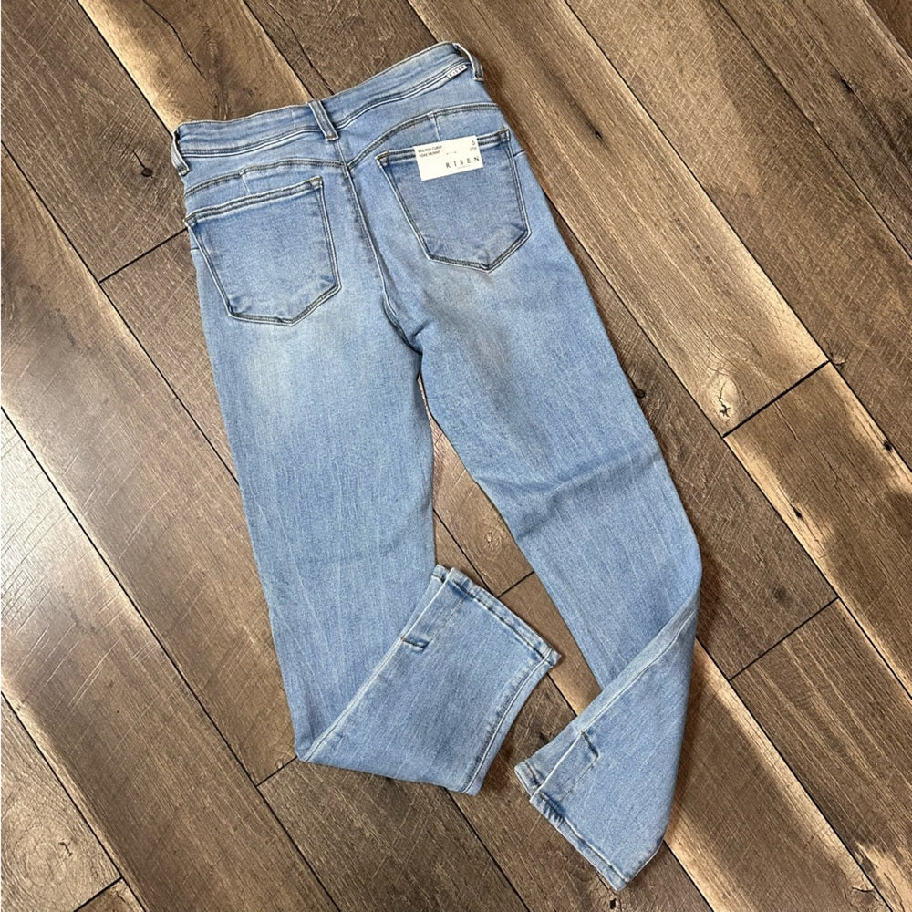 Risen Mid Rise Curvy Yoke Skinny Jeans