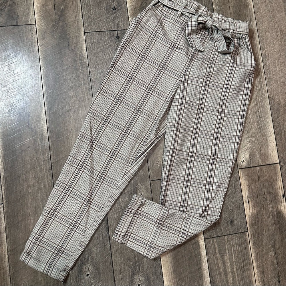 So Plaid Tie Waist Pants
