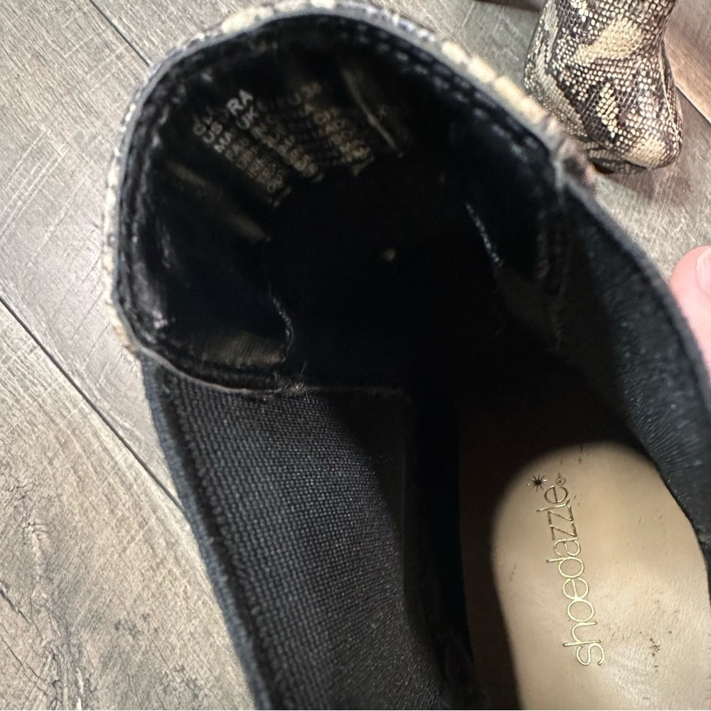 Shoedazzle Snakeskin Ankle High Heel Platform Booties