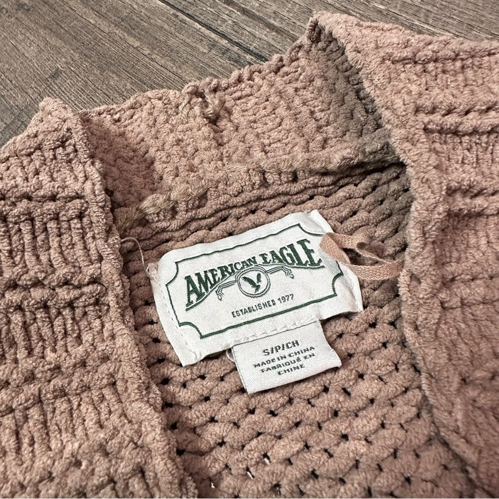 American Eagle Knit Brown Open Caridgan