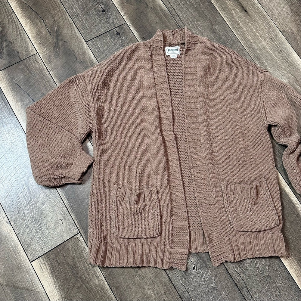 American Eagle Knit Brown Open Caridgan
