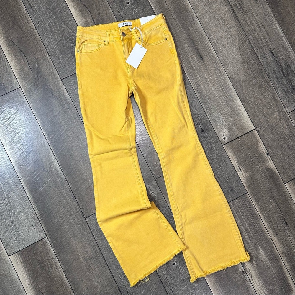 Zenana Yellow Hi Rise Flares