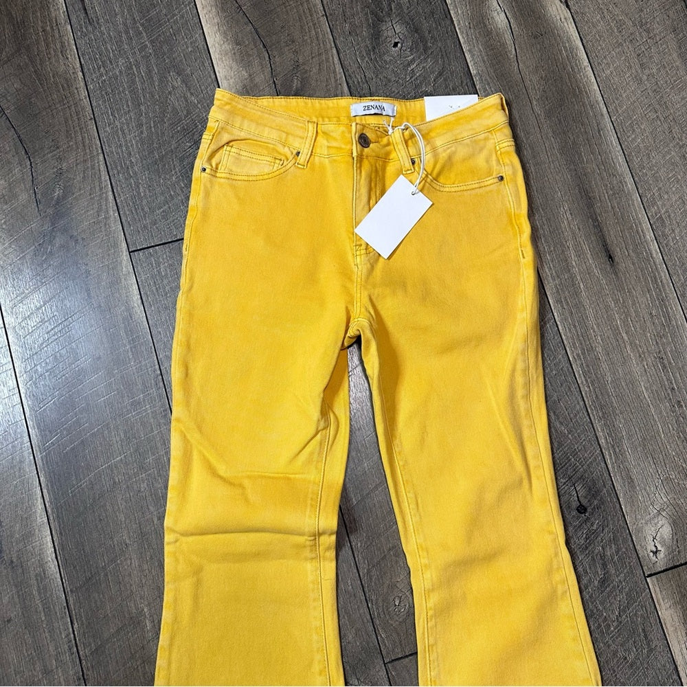 Zenana Yellow Hi Rise Flares