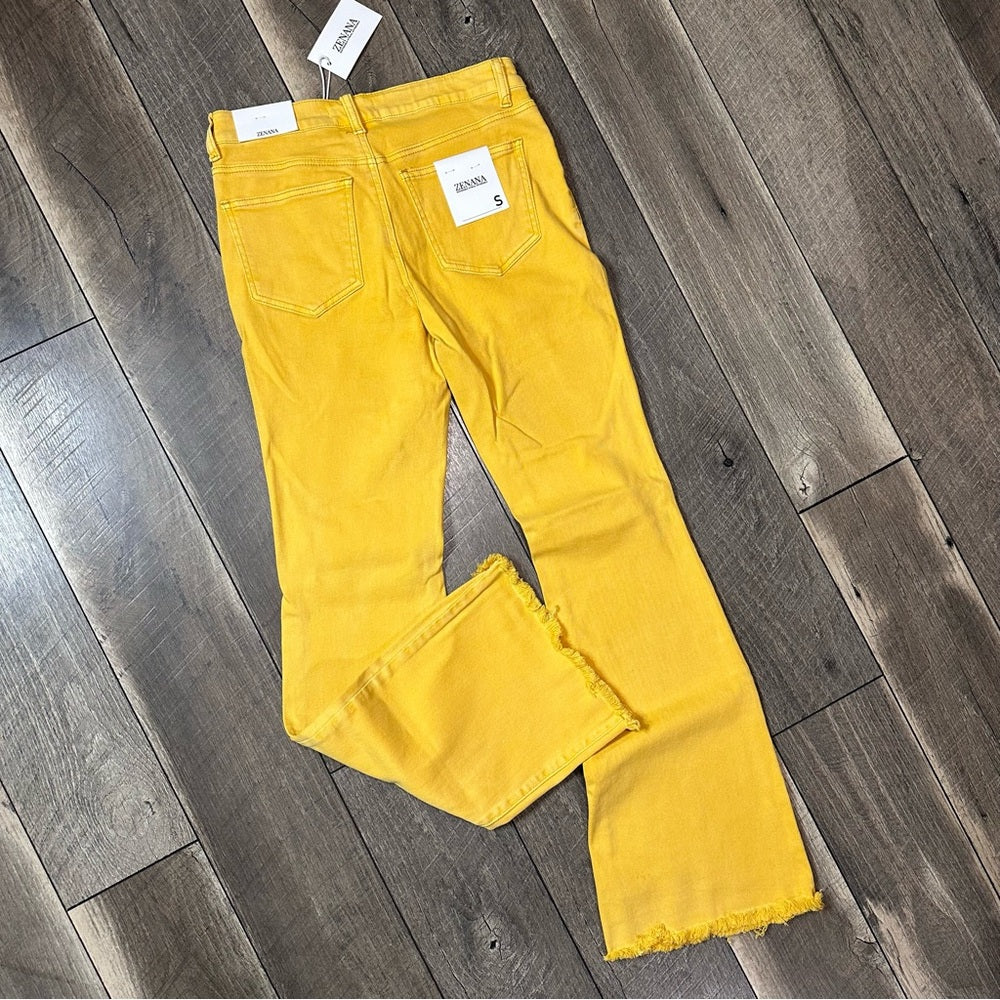 Zenana Yellow Hi Rise Flares
