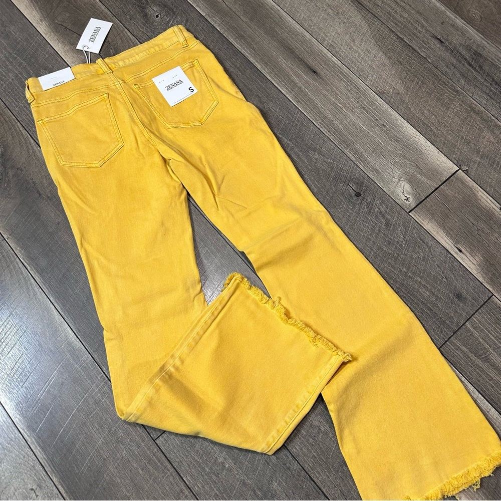 Zenana Yellow Hi Rise Flares
