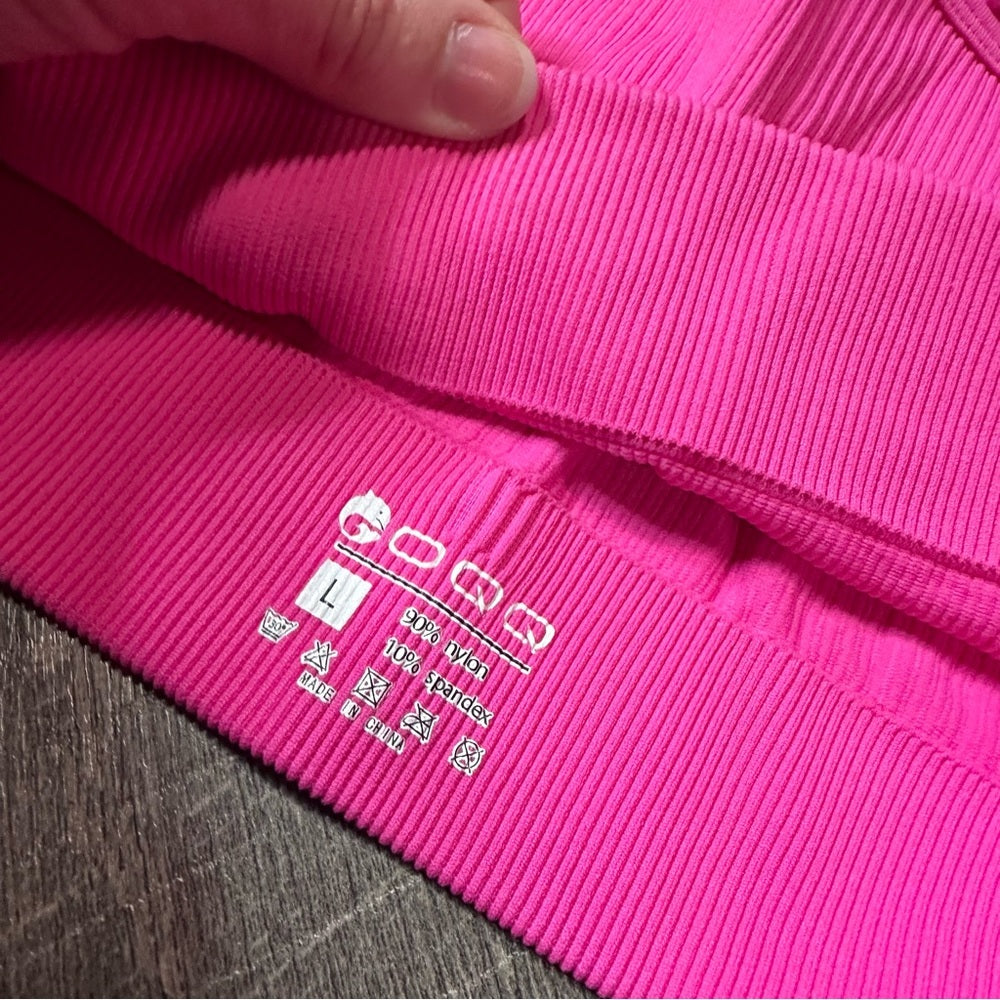 OQQ Ribbed Crop Long Sleeve Workout Top