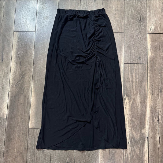 No Comment Black Buttery Soft Cinch Front Skirt