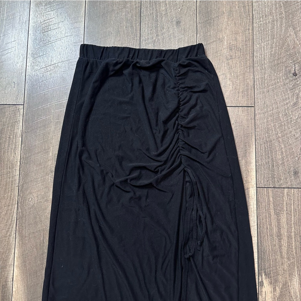 No Comment Black Buttery Soft Cinch Front Skirt