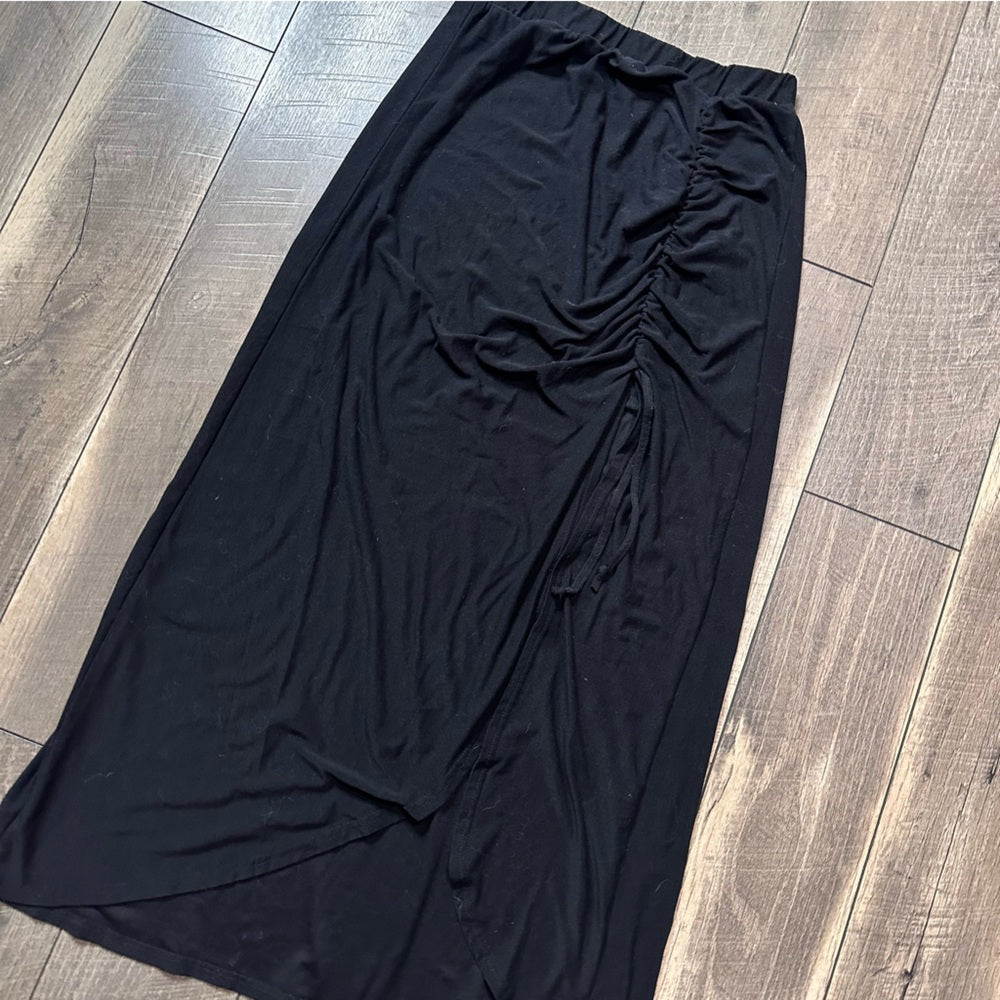 No Comment Black Buttery Soft Cinch Front Skirt