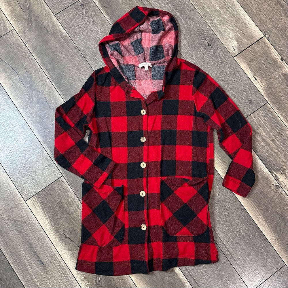 Hailey & Co Plaid Hooded Button Down