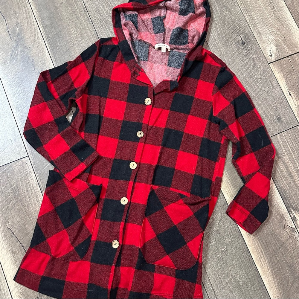 Hailey & Co Plaid Hooded Button Down