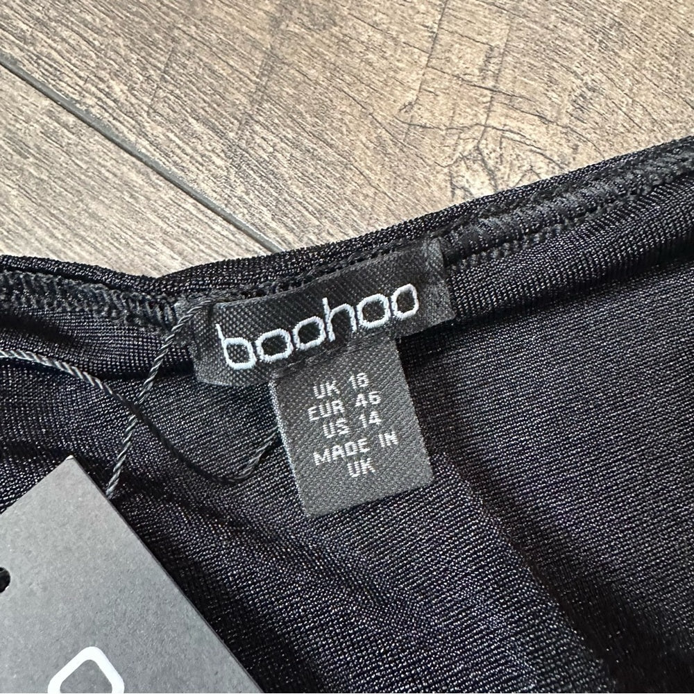 Boohoo Plunge V Black Soft & Stretchy Dress