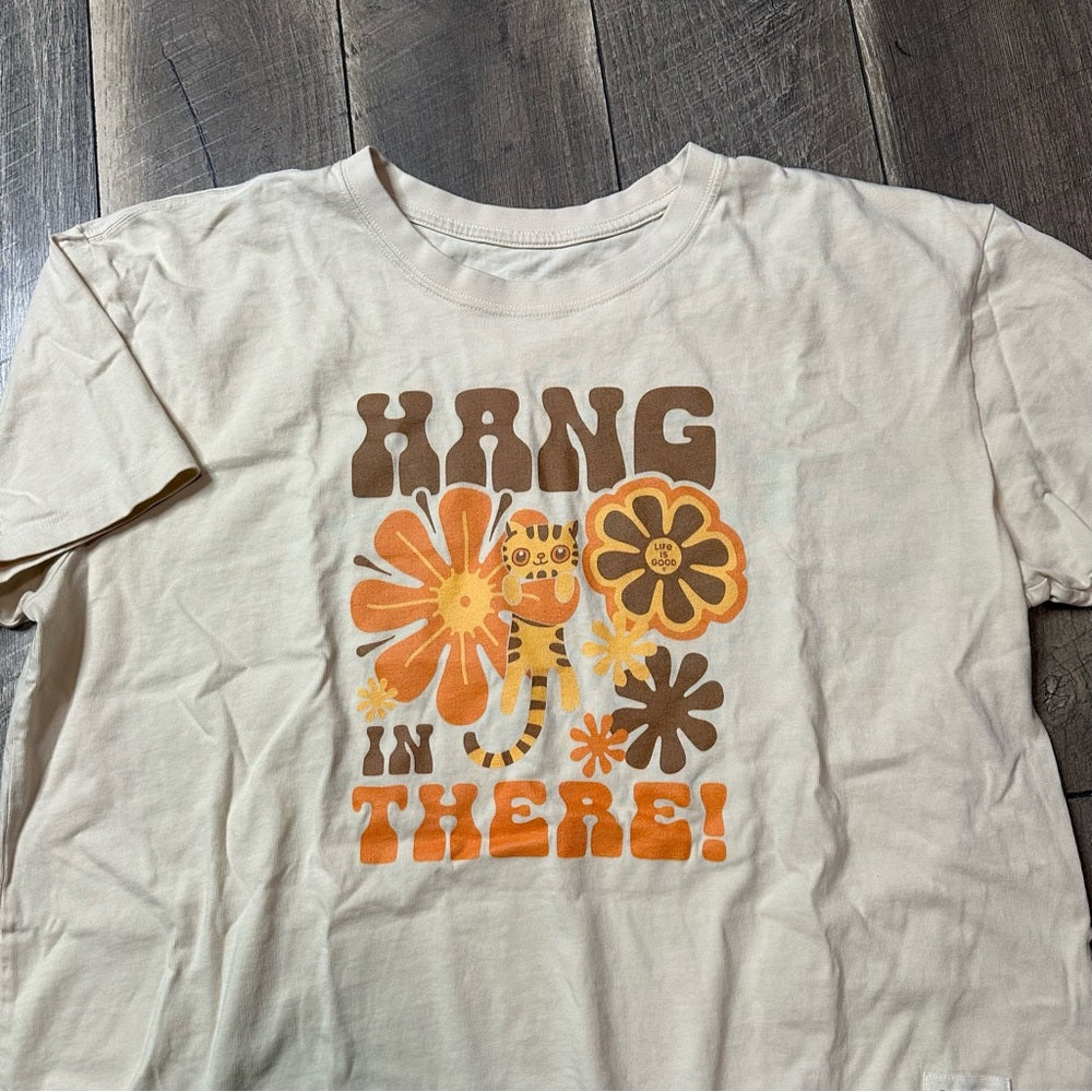 Life Is Good Kitty Crop Oversized Tee