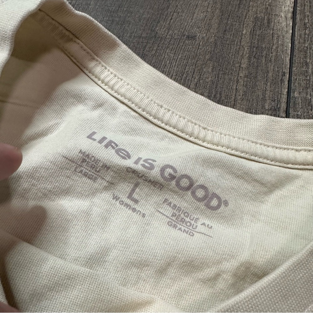 Life Is Good Kitty Crop Oversized Tee