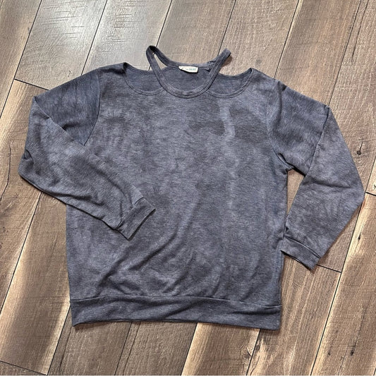 Cotton Bleu Tie Dye Cold Shoulder Pullover