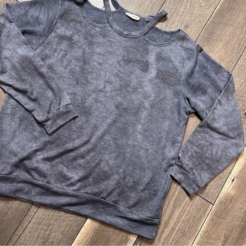 Cotton Bleu Tie Dye Cold Shoulder Pullover