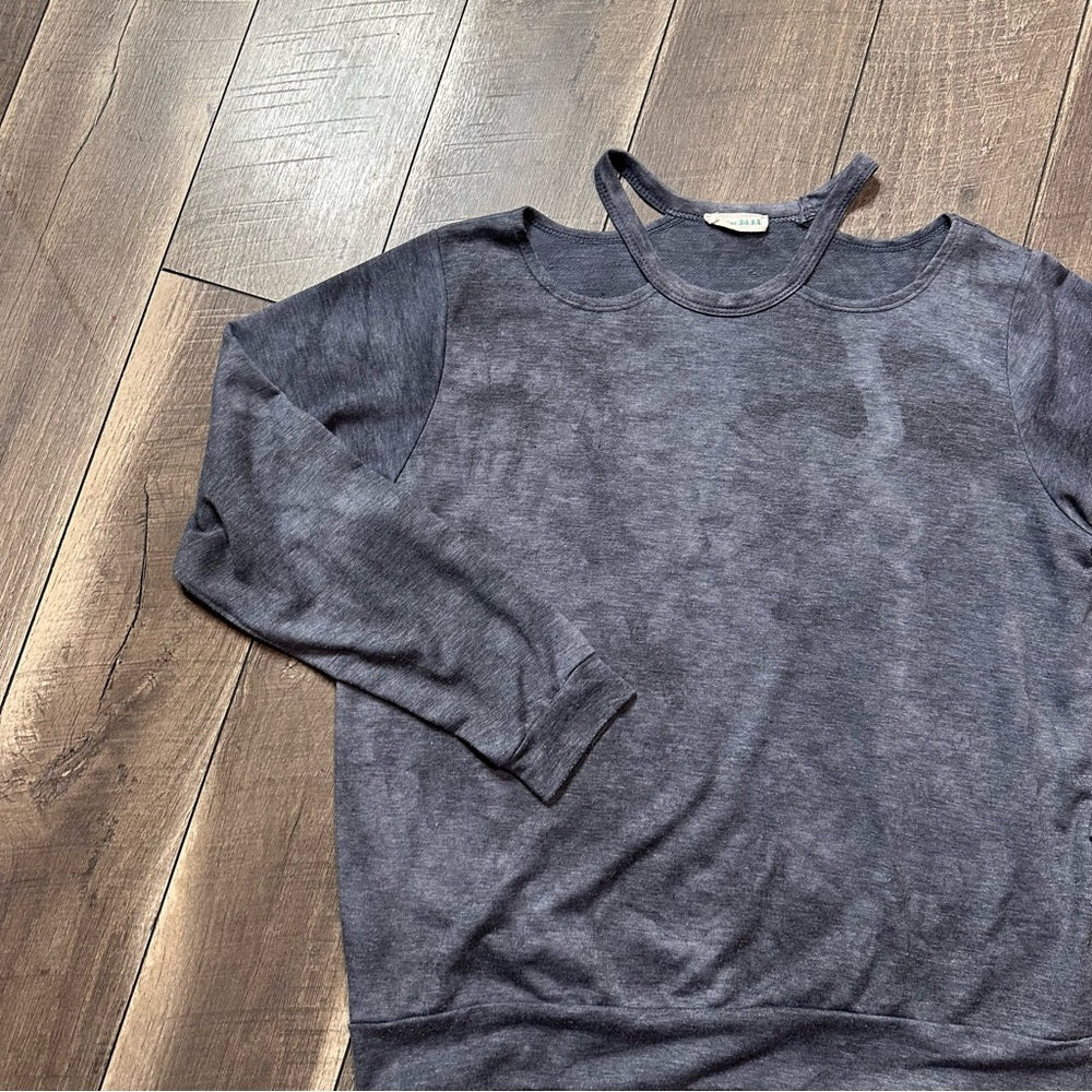 Cotton Bleu Tie Dye Cold Shoulder Pullover