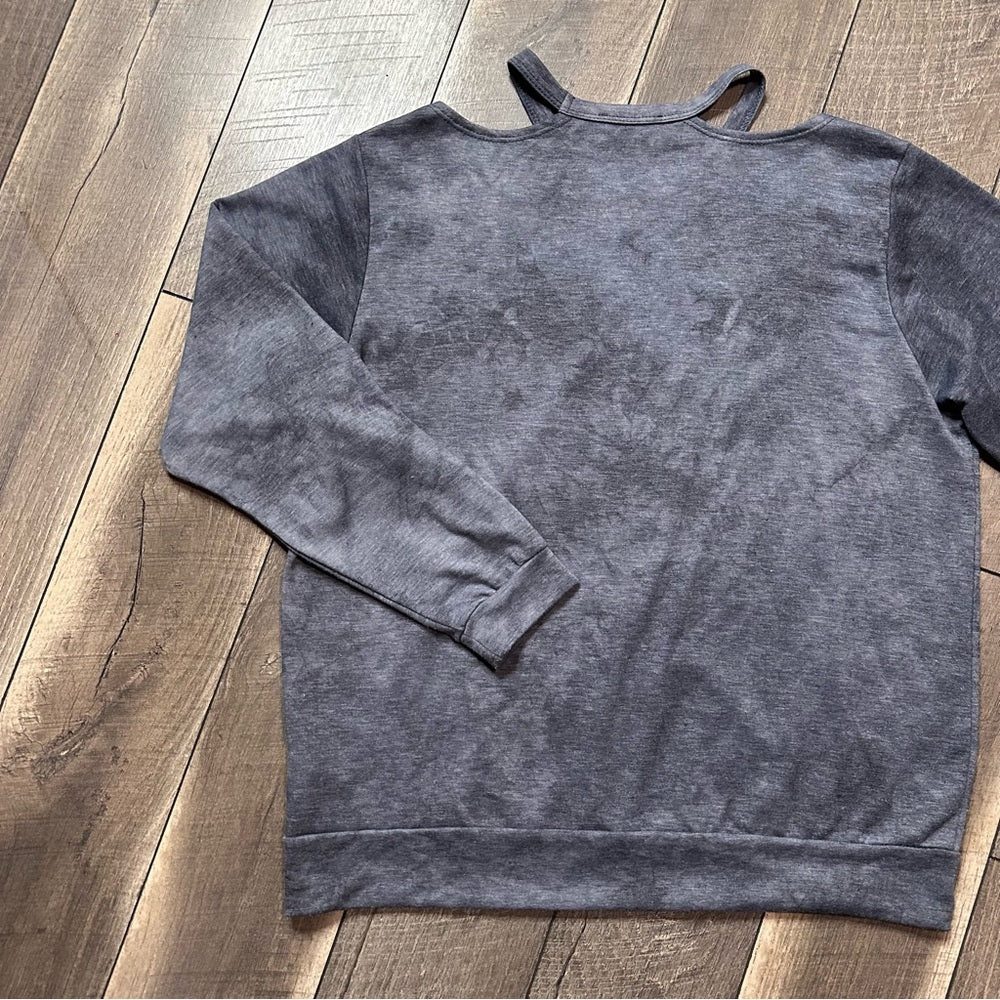 Cotton Bleu Tie Dye Cold Shoulder Pullover