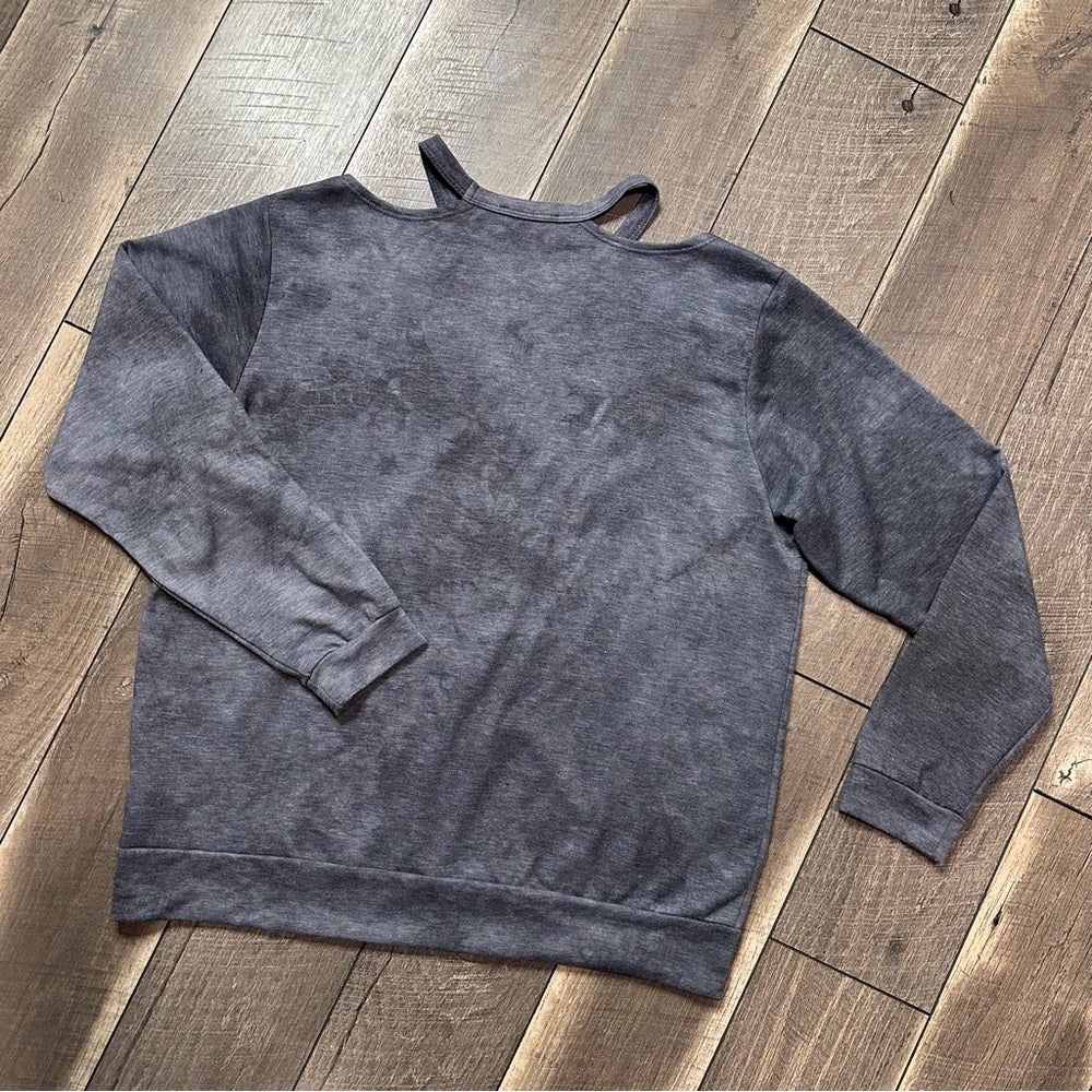 Cotton Bleu Tie Dye Cold Shoulder Pullover