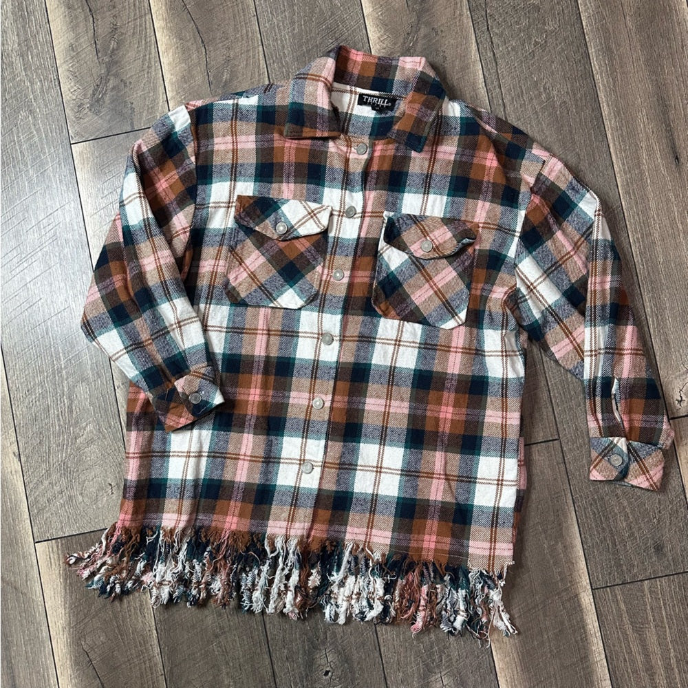 Thrill Jeans Plaid Flannel Button Down Shacket