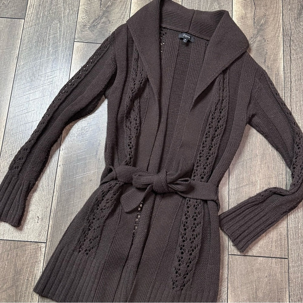 Express Hooded Tie Waist Cardigan
