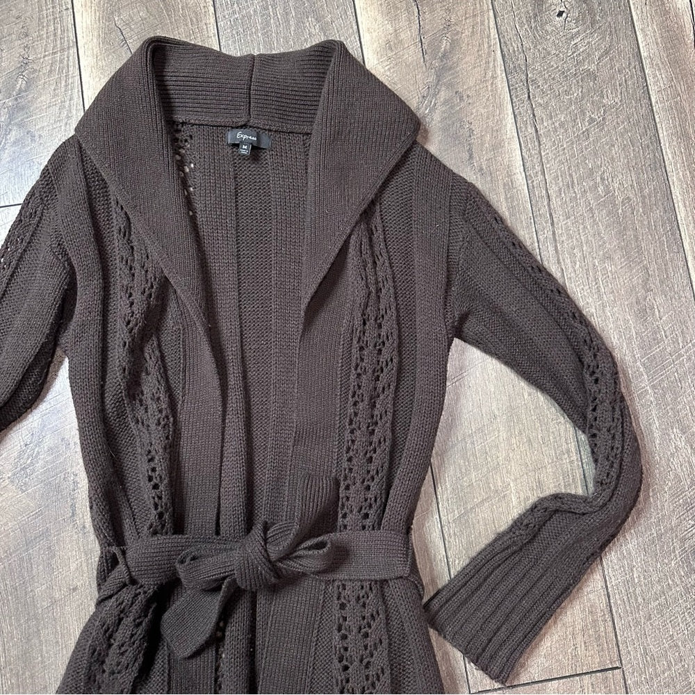 Express Hooded Tie Waist Cardigan