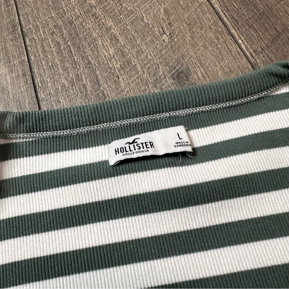 Hollister Striped Scoop Neck Long Sleeve Top