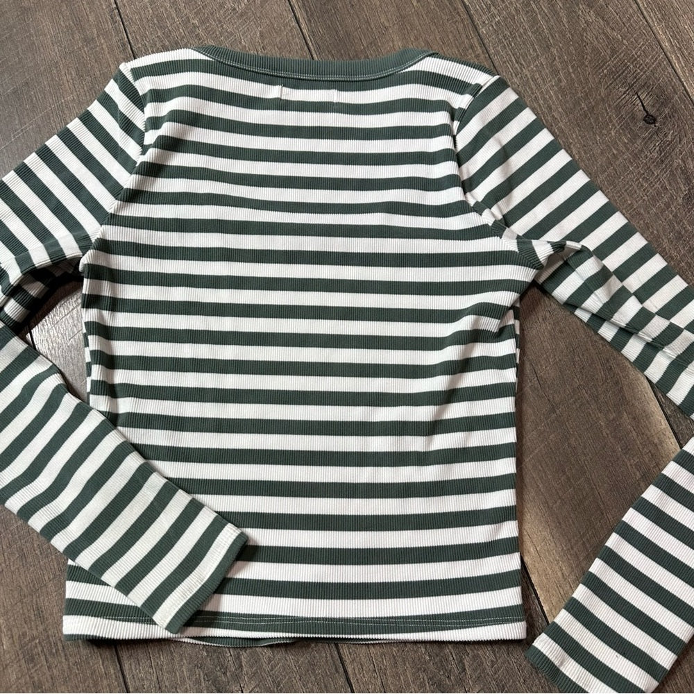 Hollister Striped Scoop Neck Long Sleeve Top