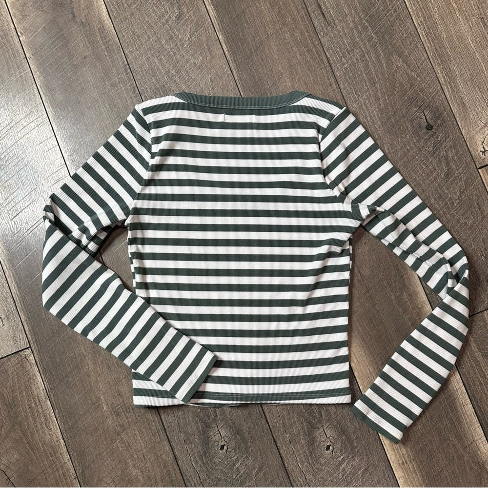 Hollister Striped Scoop Neck Long Sleeve Top