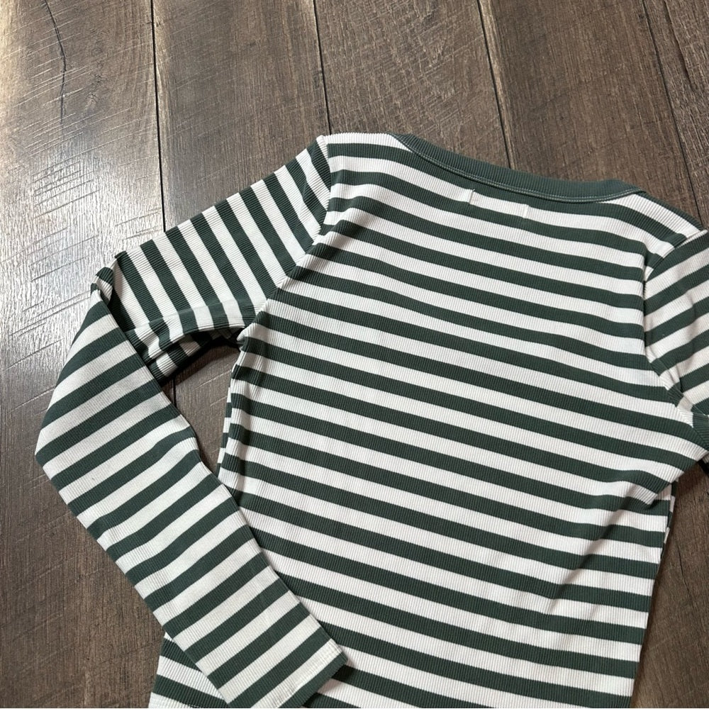Hollister Striped Scoop Neck Long Sleeve Top